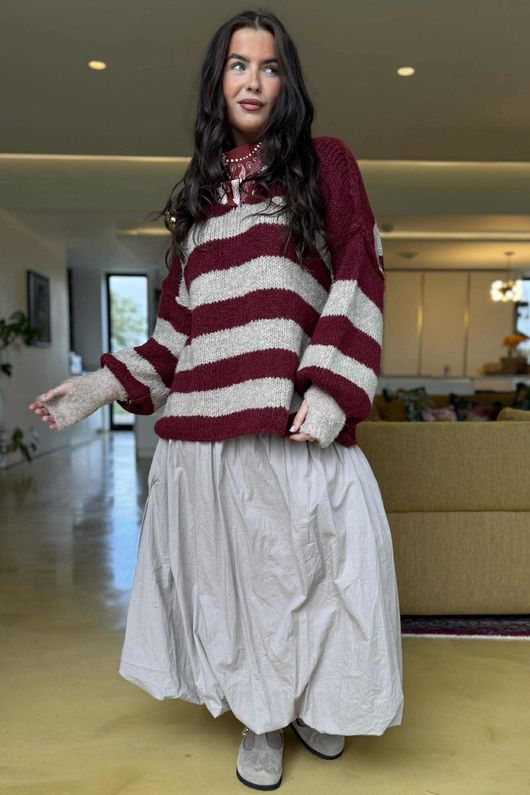 Big Softie Block Stripe Cobain Knit Burgundy